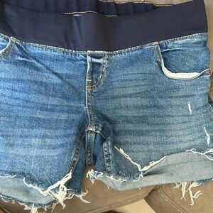 Maternity Jean shorts with elastic waist band